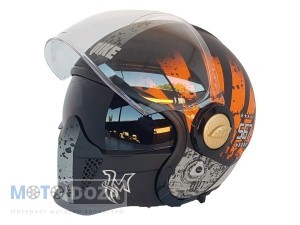 Шлем-трансформер (белое стекло+очки) QKE оранж ОР-01 4 М 56-58
