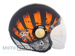 Шлем-трансформер (белое стекло+очки) QKE оранж ОР-01 4 М 56-58