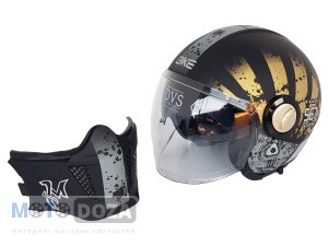 Шлем-трансформер (белое стекло+очки) QKE золото ОР-01 3 М 56-58
