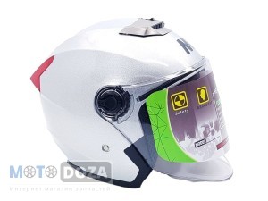 Шлем-полусфера (белое стекло+очки) 858 серый size:S