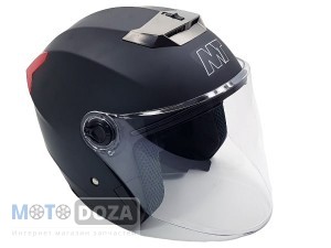 Шлем-полусфера (белое стекло+очки) 858 черный мат size:S