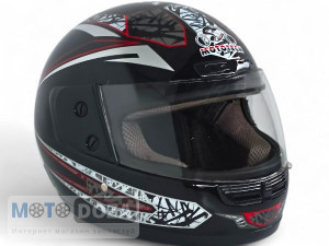 Шлем-сфера (белое стекло) черный WLT-106 (красный) MotoTech