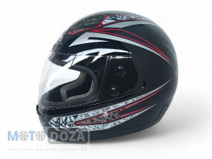 Шлем-сфера (белое стекло) черный WLT-106 (красный) MotoTech