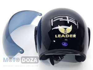 Шлем-полусфера (тонированое стекло) Leader черный глянец