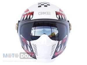 Шлем-трансформер (белое стекло+очки) QIKE зубы ОР-01 6 М 56-58